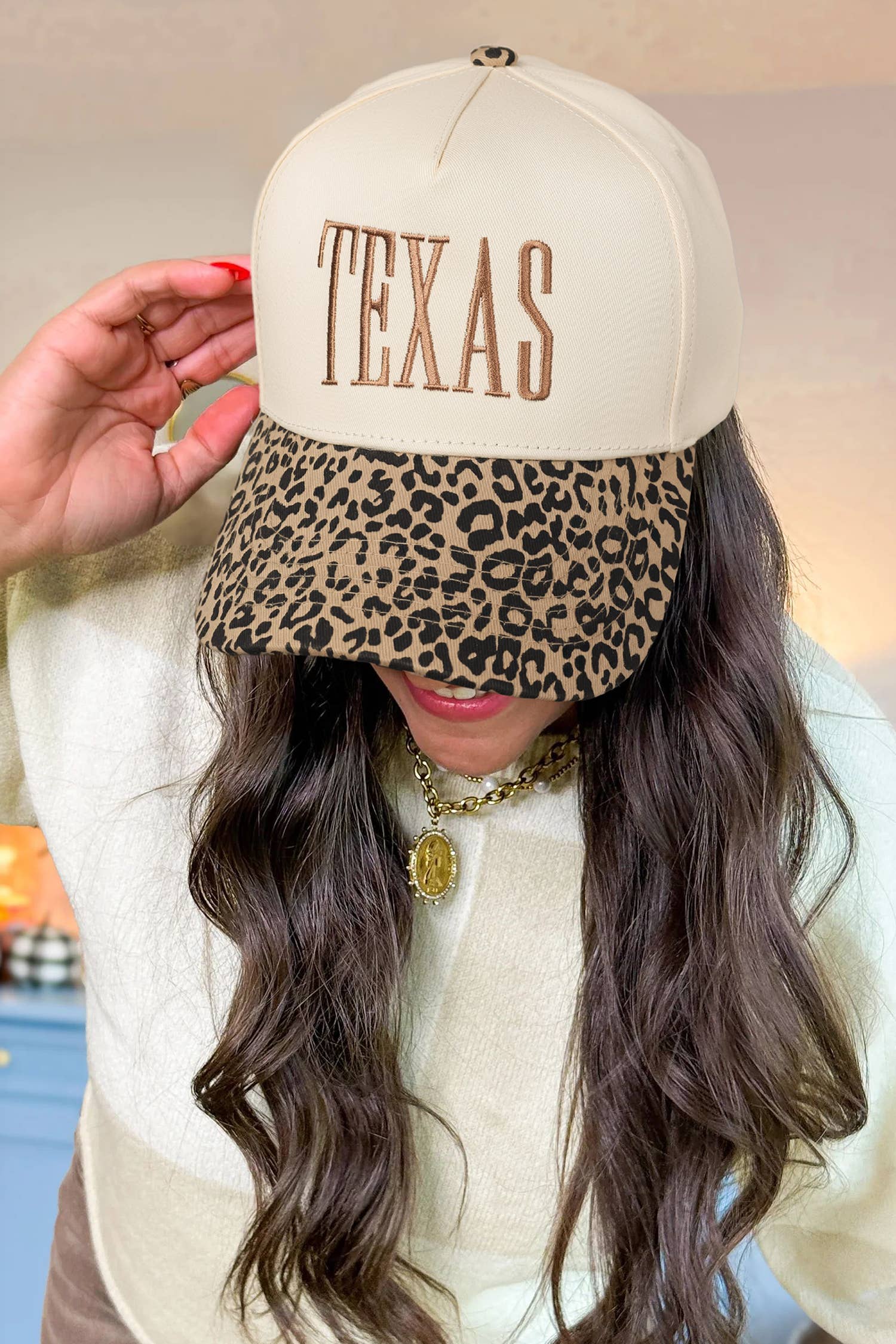 TEXAS Embroidered Leopard Baseball Cap