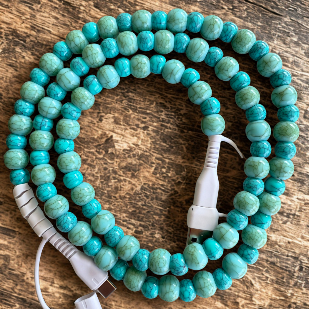 Turquoise Beaded 4-IN-1 Charging Cable