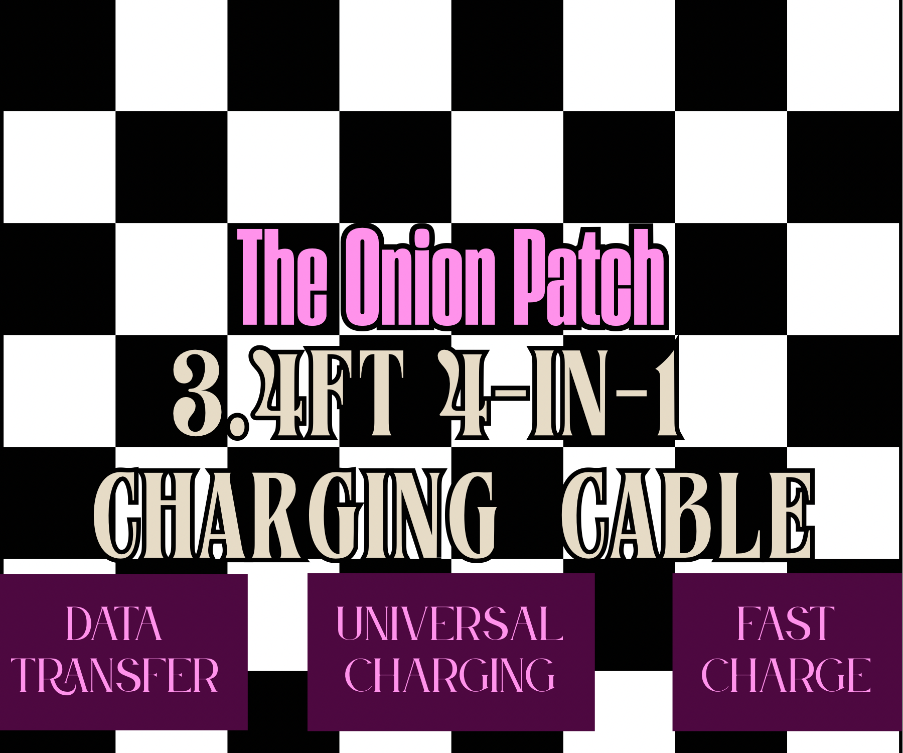 Pink Pearl 4-in-1 Beaded Charging Cable
