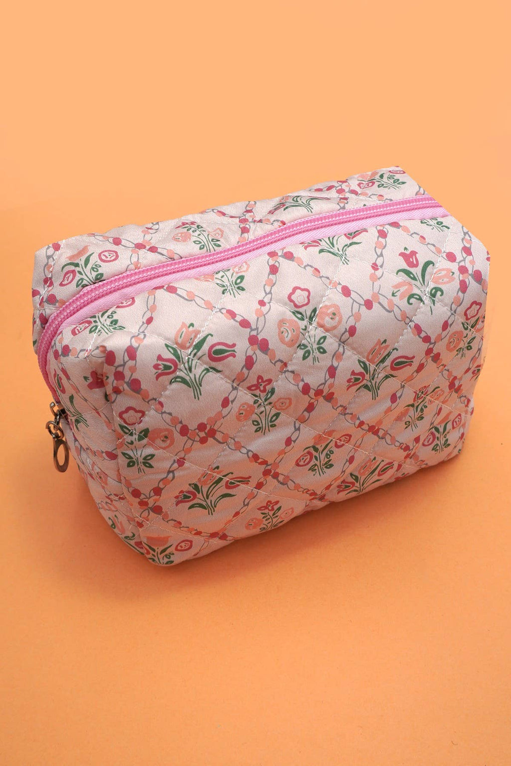 FLORAL TOILE PATTERN MAKEUP COSMETIC POUCH BAG