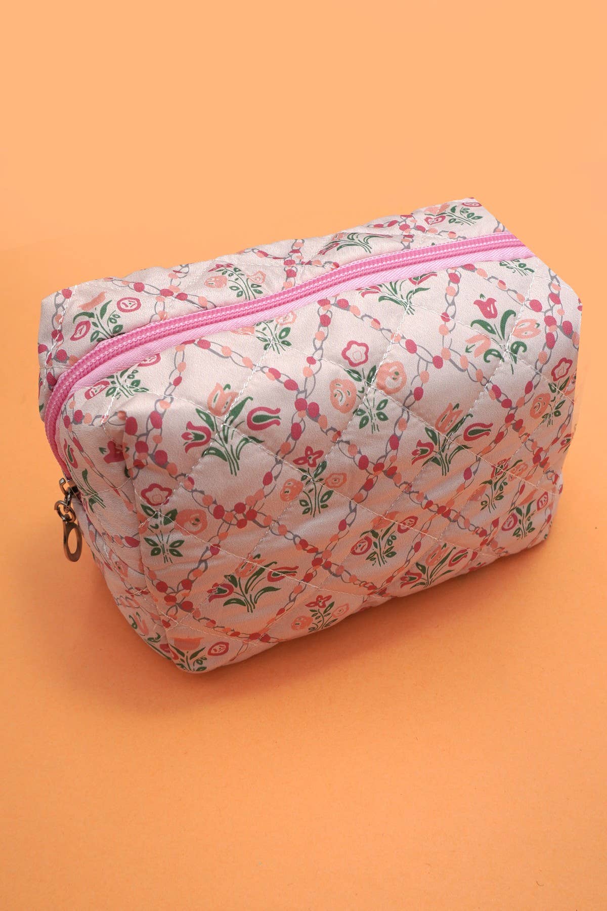 FLORAL TOILE PATTERN MAKEUP COSMETIC POUCH BAG