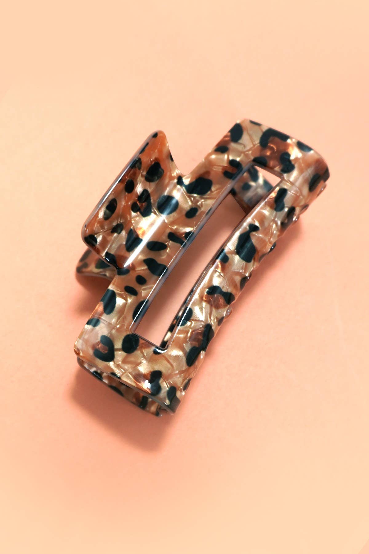RECTANGLE LEOPARD ANIMAL DESIGN HAIR CLAW CLIPS