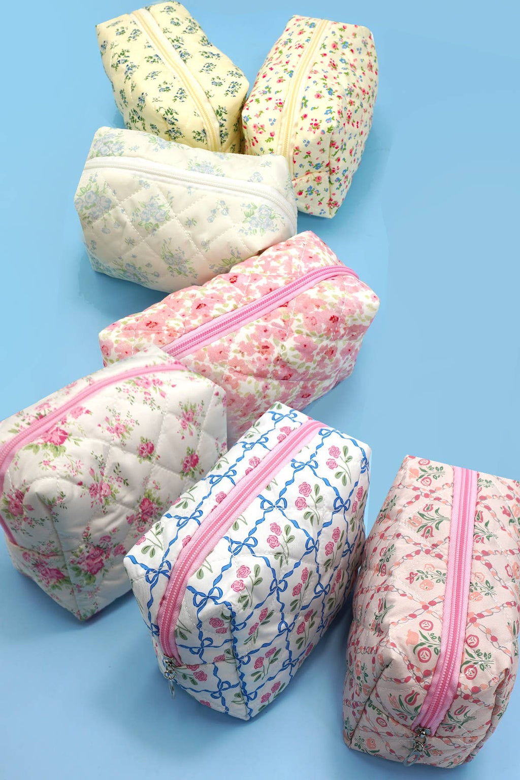 FLORAL TOILE PATTERN MAKEUP COSMETIC POUCH BAG