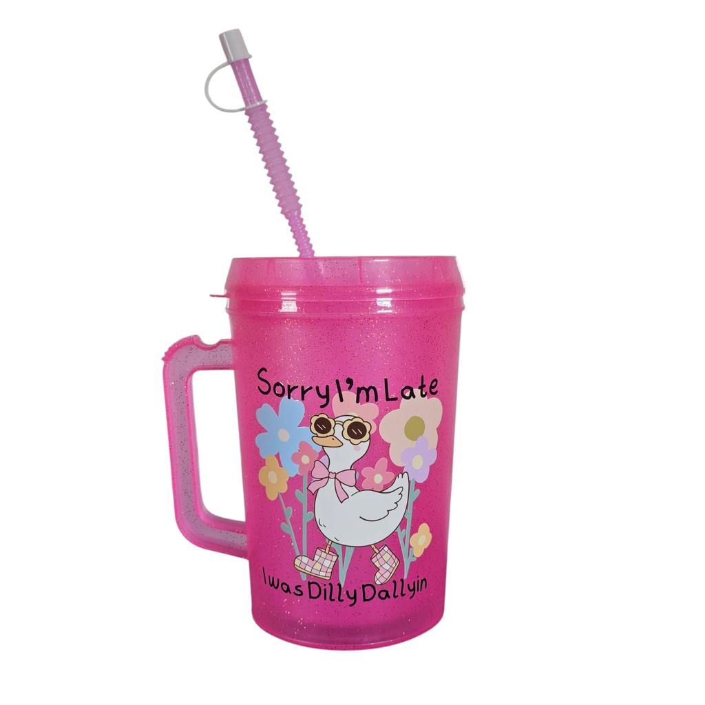 Sorry I'm Late I Was Dilly Dallyin Duck HIP SIPS Mega Trucker Mug 34oz
