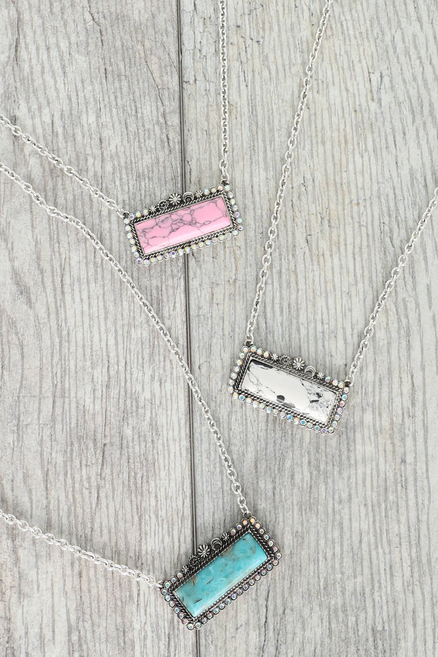 Western Rectangle Turquoise Concho Necklace