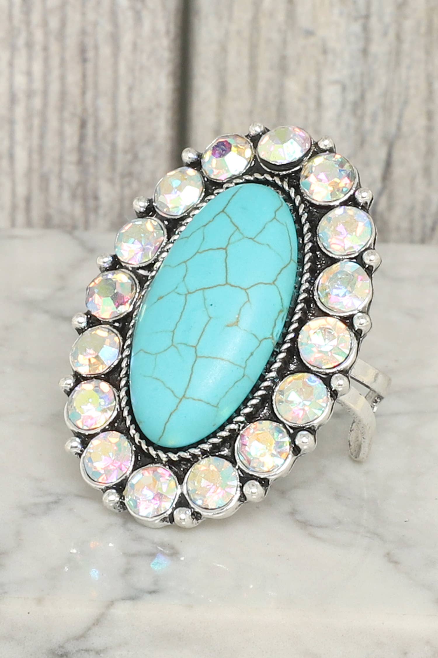 Western Turquoise Quash Blossom Concho Cuff Ring