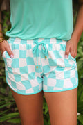 Groovy Mint Checkered Everyday Shorts