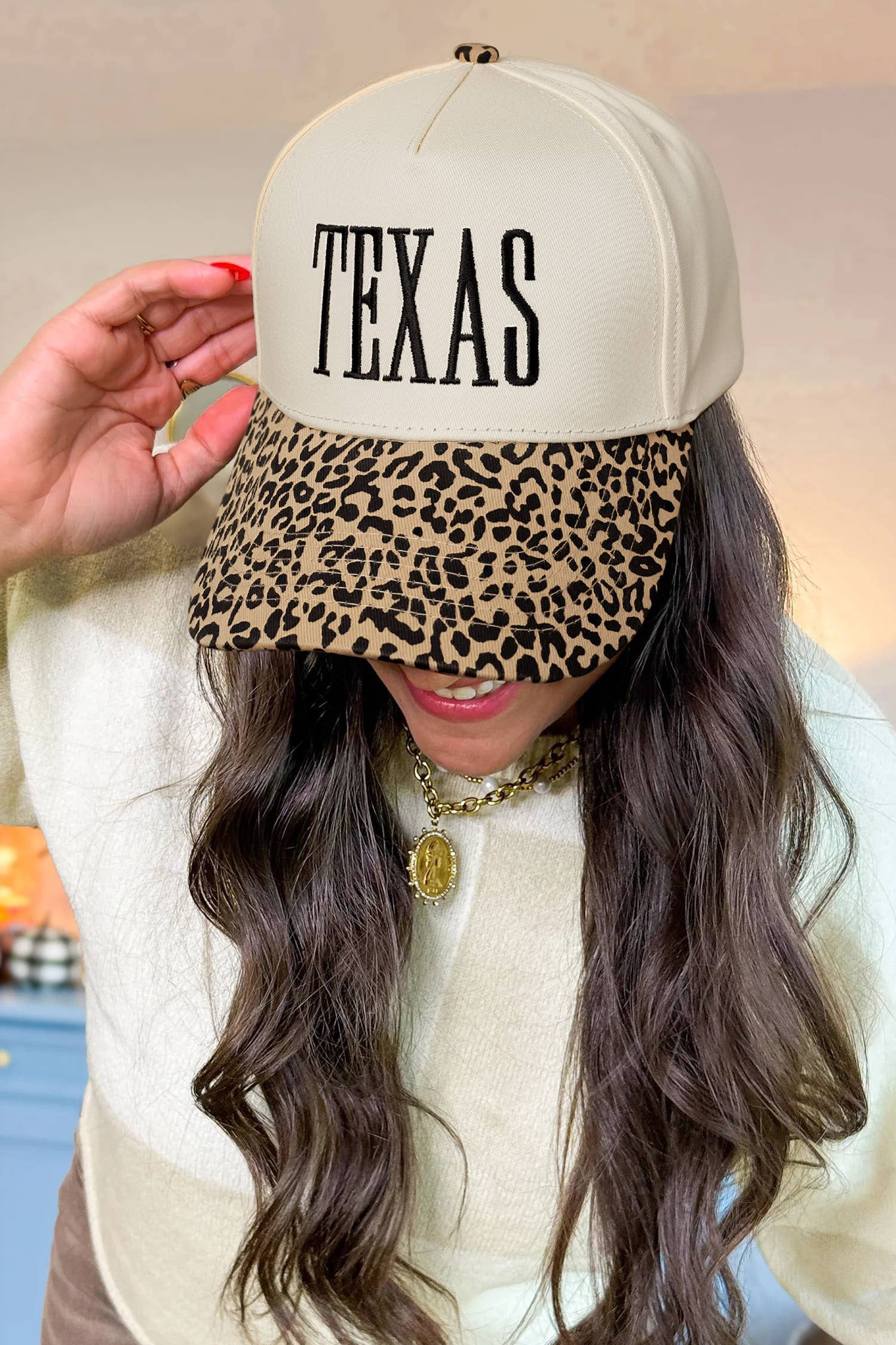 TEXAS Embroidered Leopard Baseball Cap