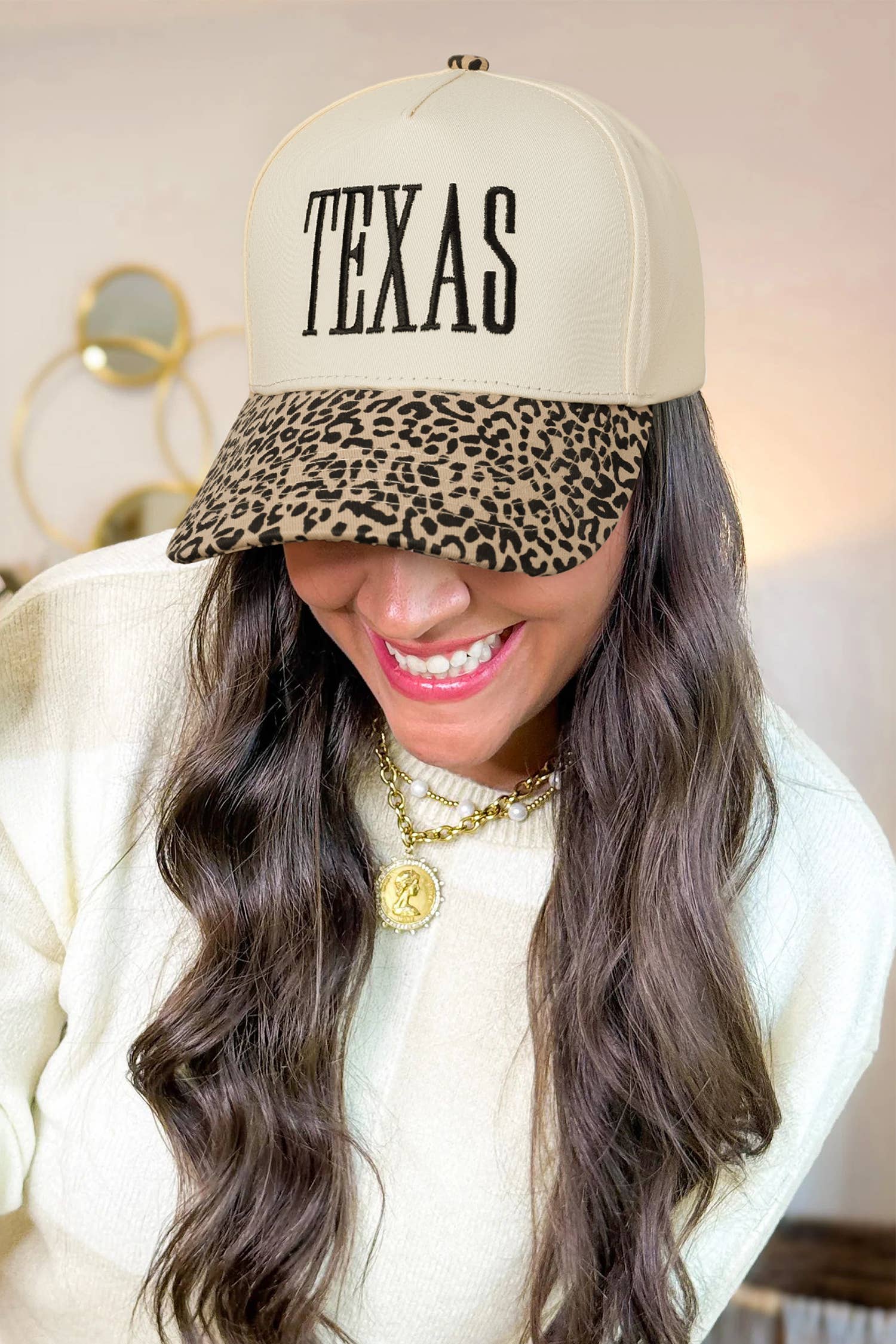 TEXAS Embroidered Leopard Baseball Cap