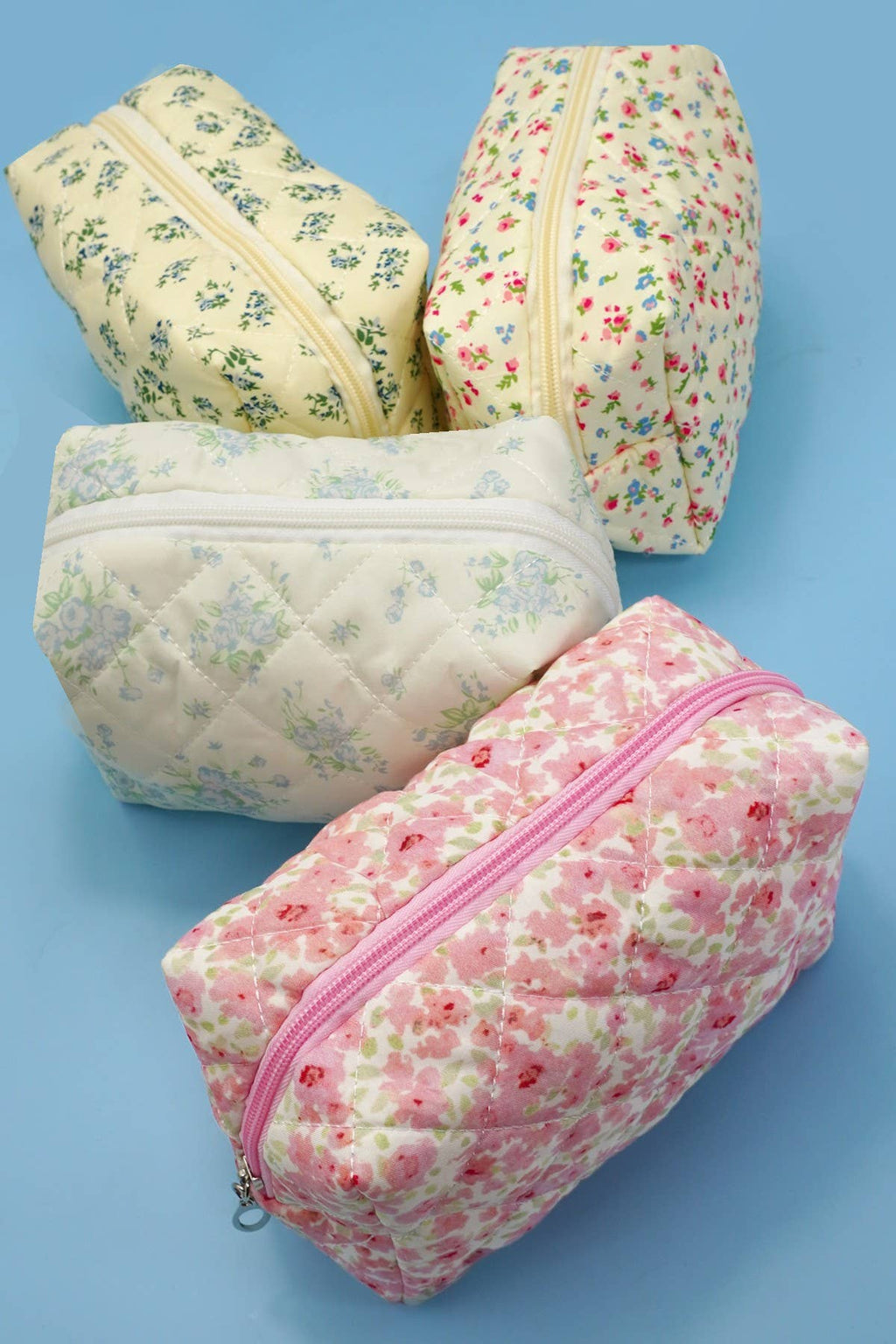 FLORAL TOILE PATTERN MAKEUP COSMETIC POUCH BAG