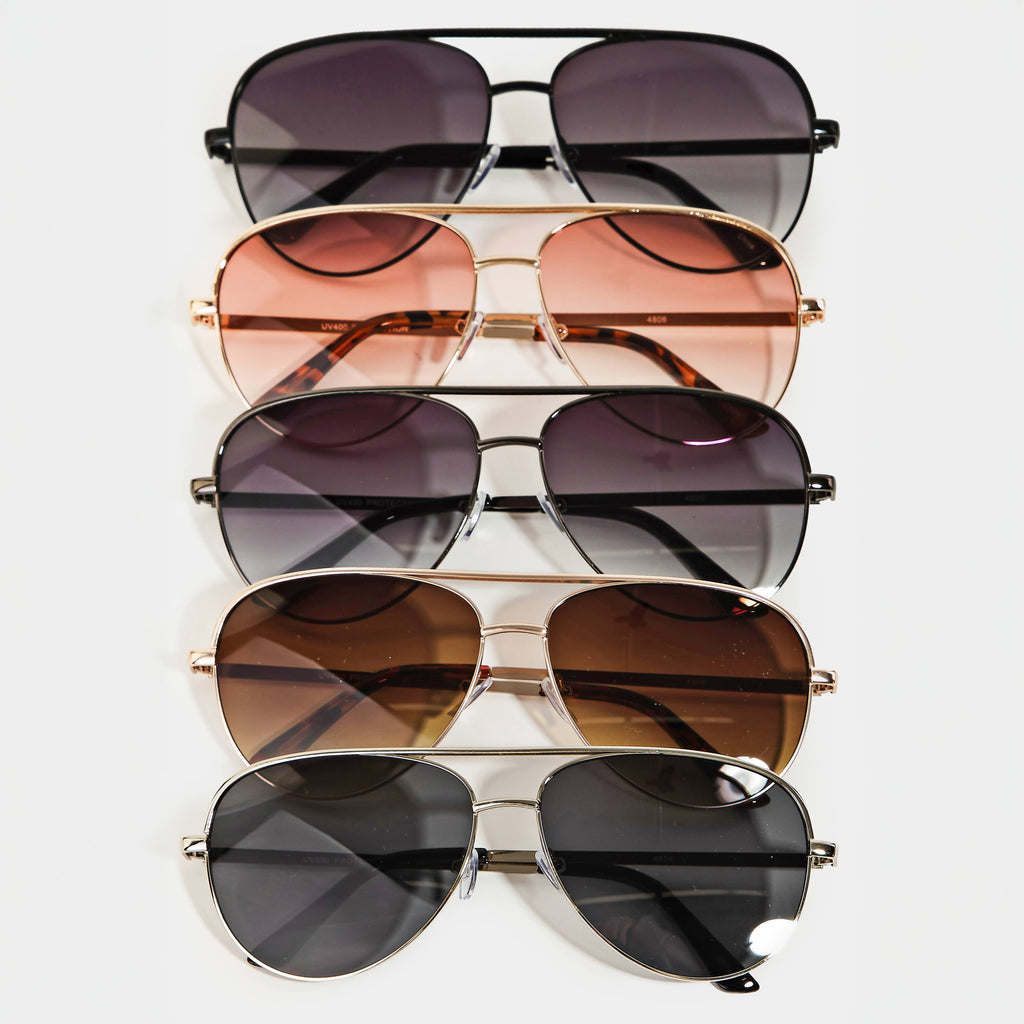 Metal Frame Double Bridge Sunglasses