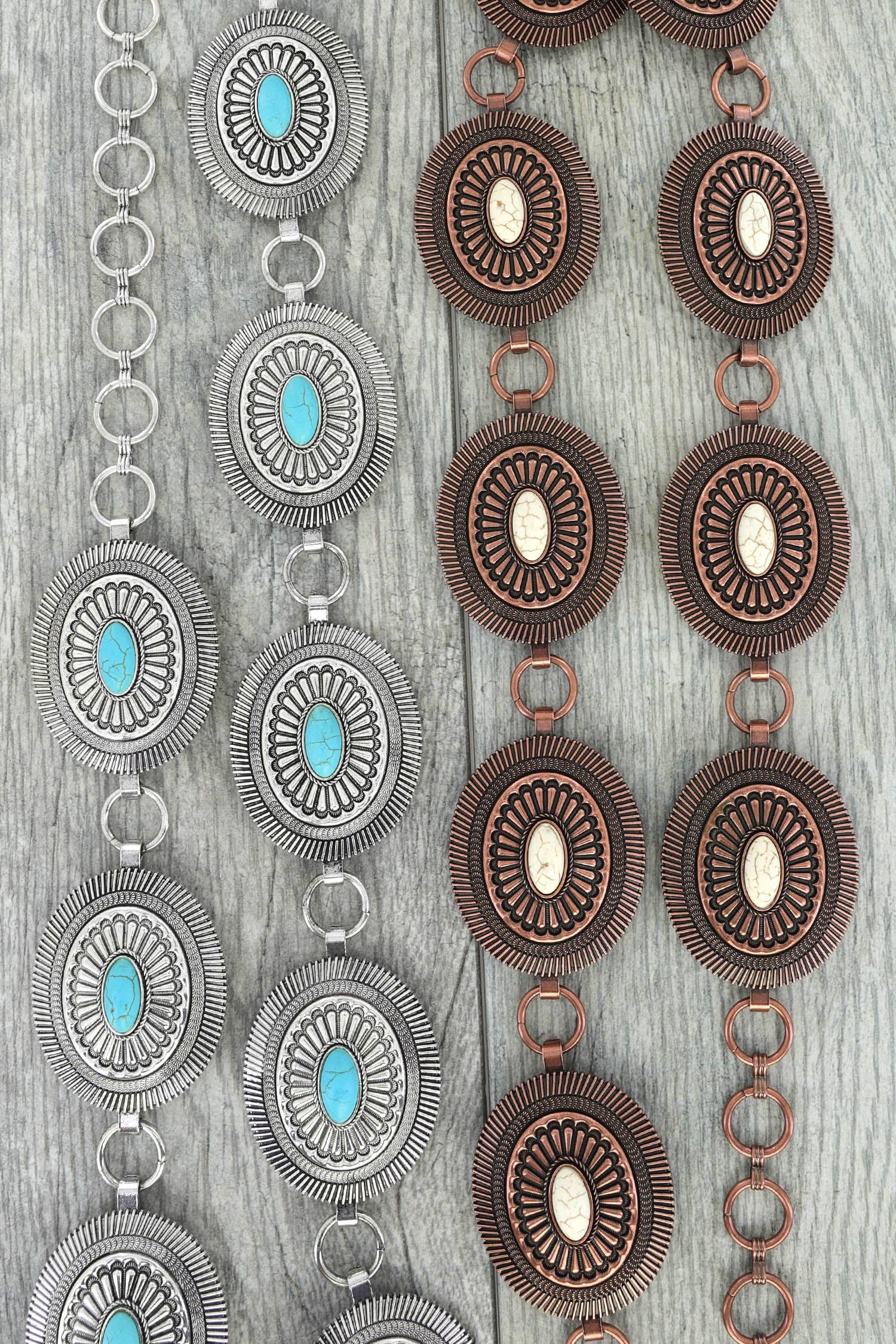 Western Semi Stone Sunburst Concho Chain Belt