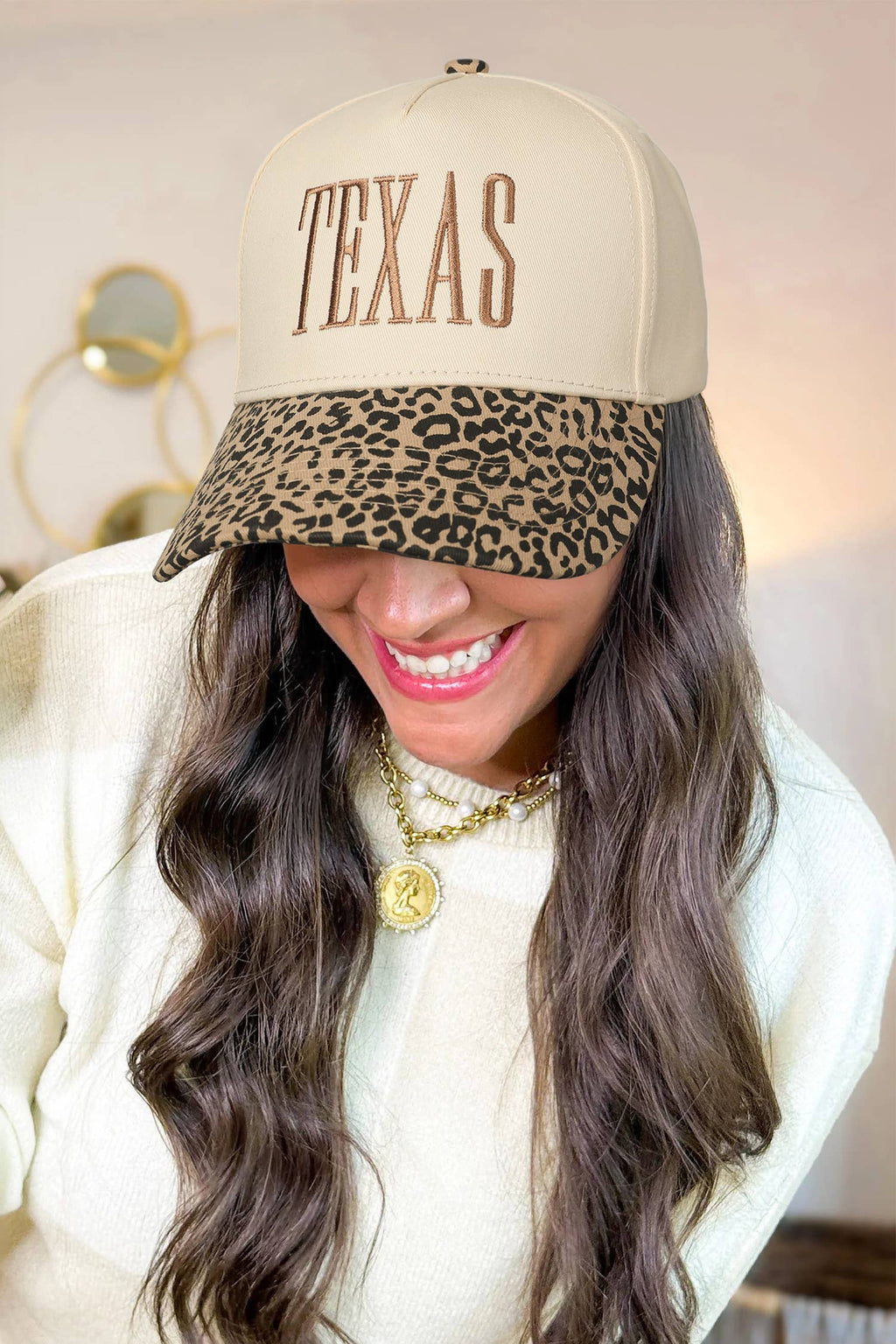 TEXAS Embroidered Leopard Baseball Cap