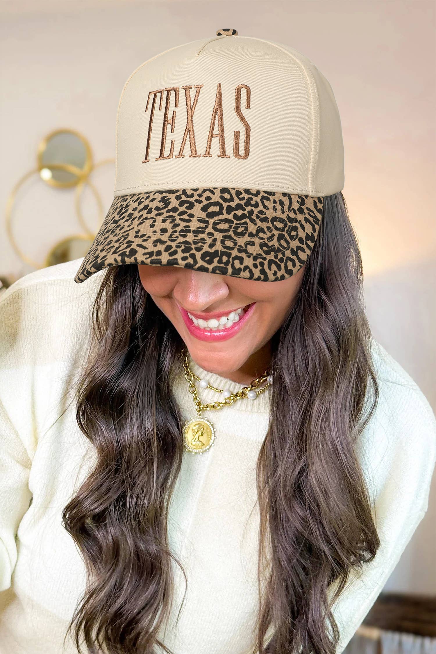 TEXAS Embroidered Leopard Baseball Cap
