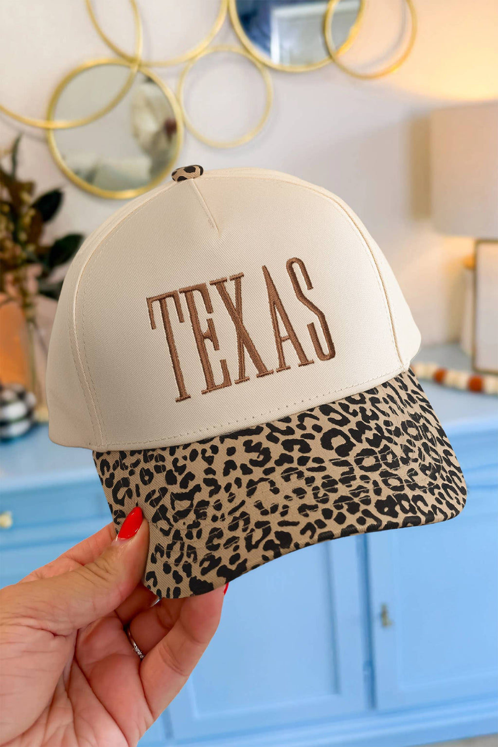 TEXAS Embroidered Leopard Baseball Cap