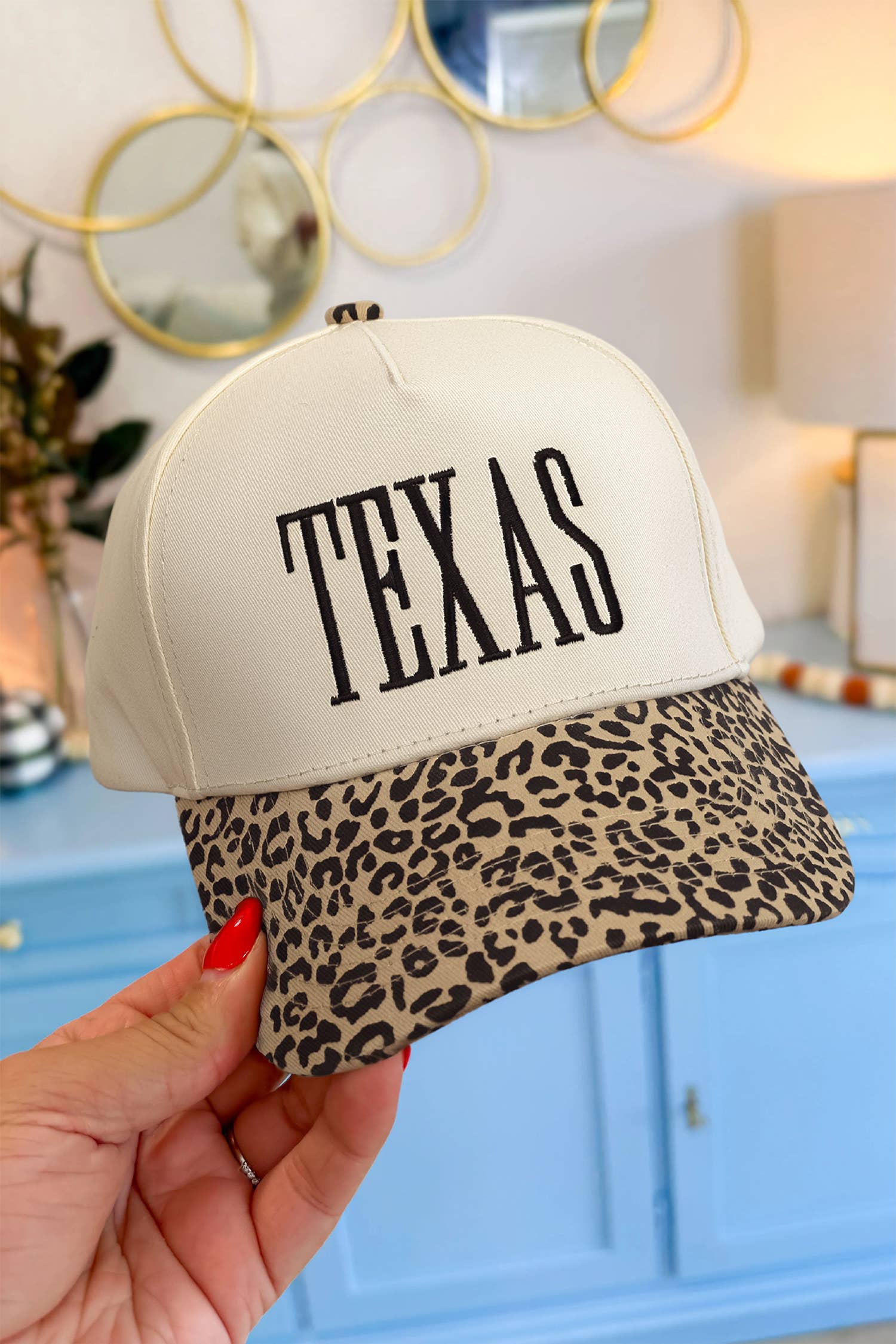 TEXAS Embroidered Leopard Baseball Cap