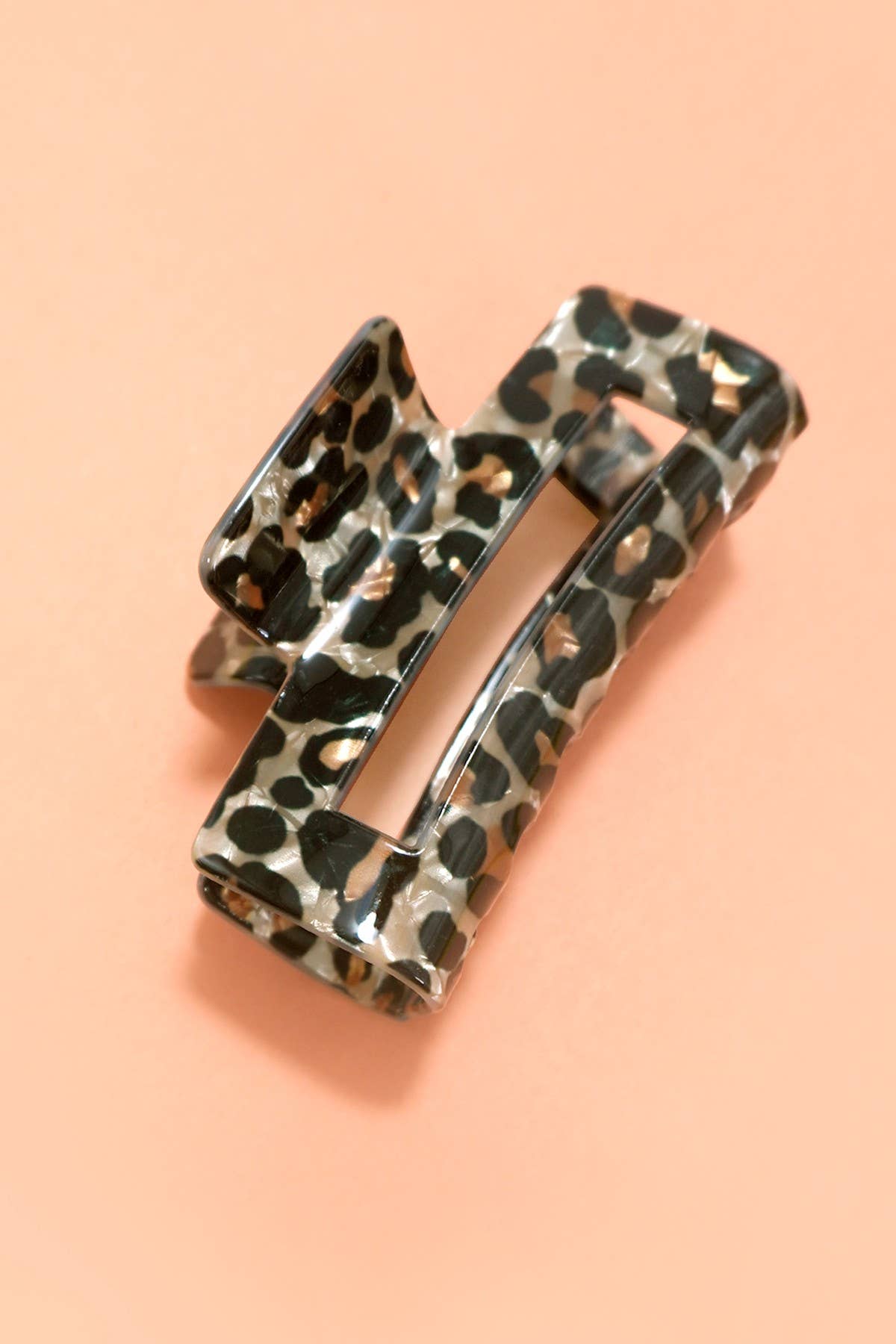 RECTANGLE LEOPARD ANIMAL DESIGN HAIR CLAW CLIPS