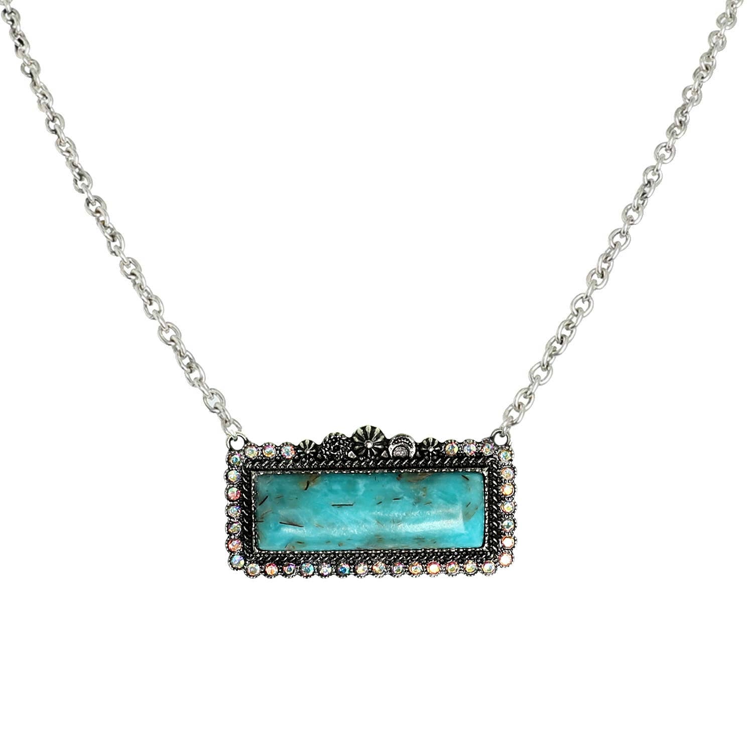 Western Rectangle Turquoise Concho Necklace