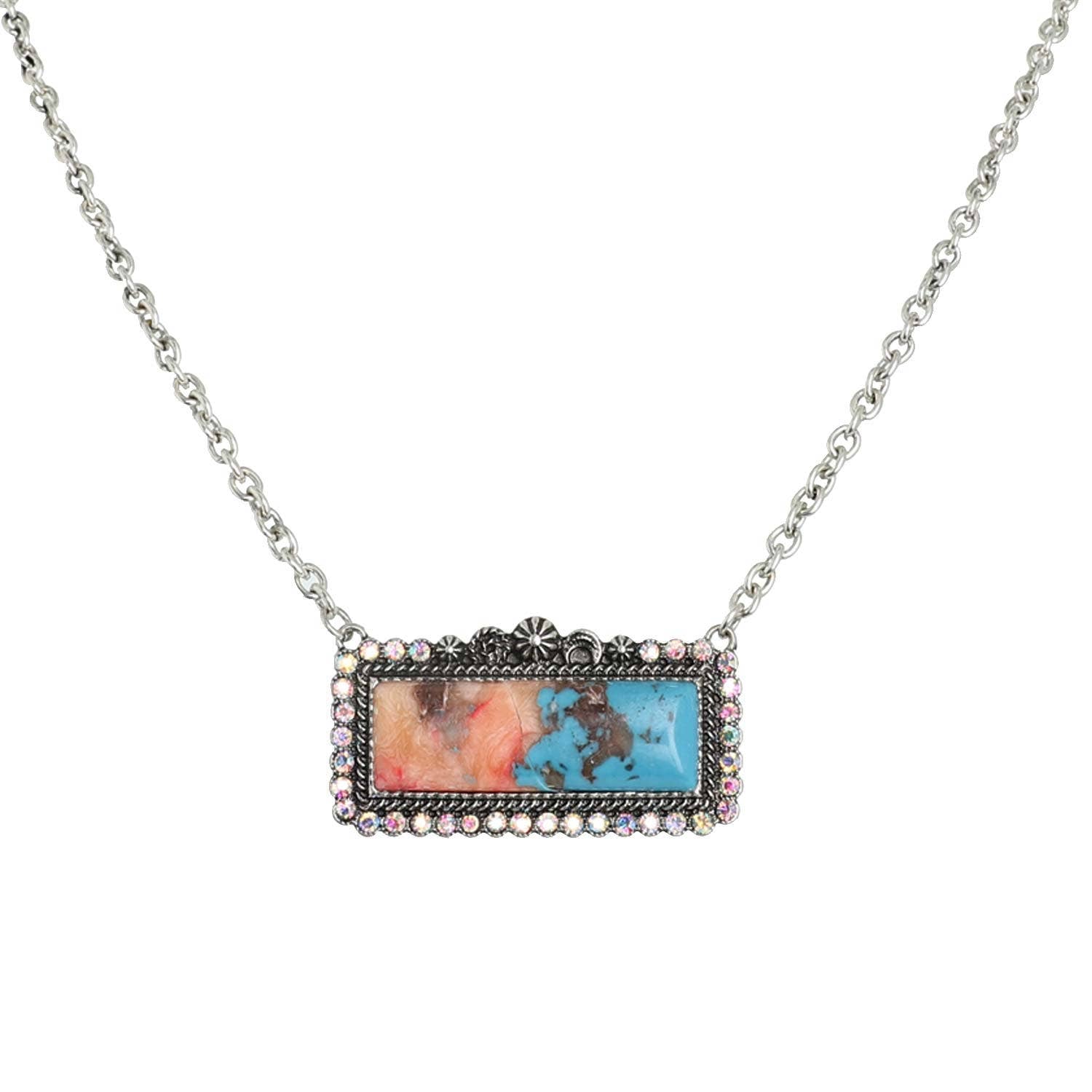 Western Rectangle Turquoise Concho Necklace