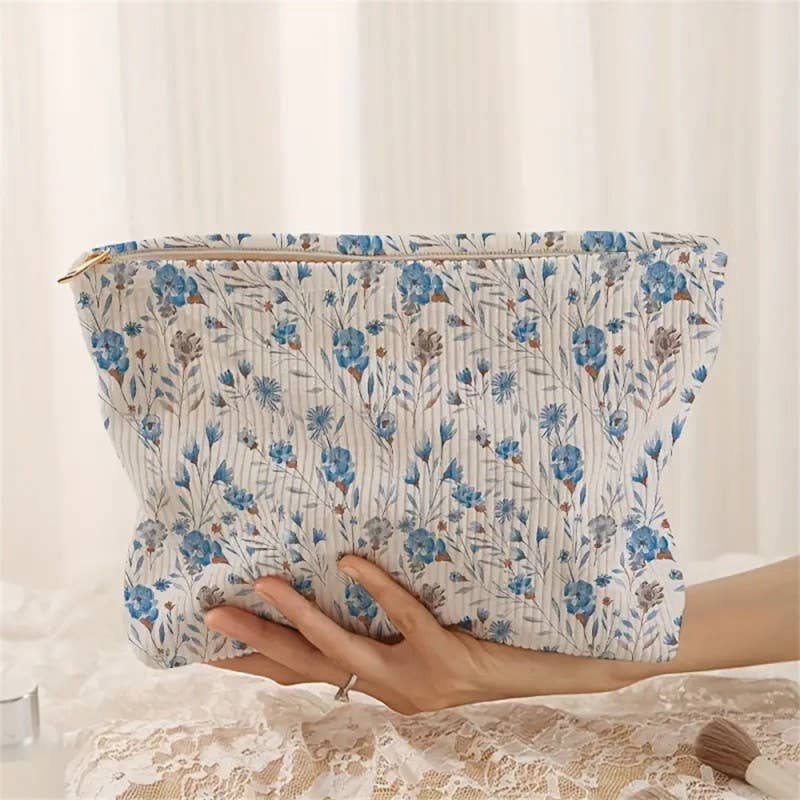 TRAVEL FLORAL COSMETIC MAKEUP POUCH BAG